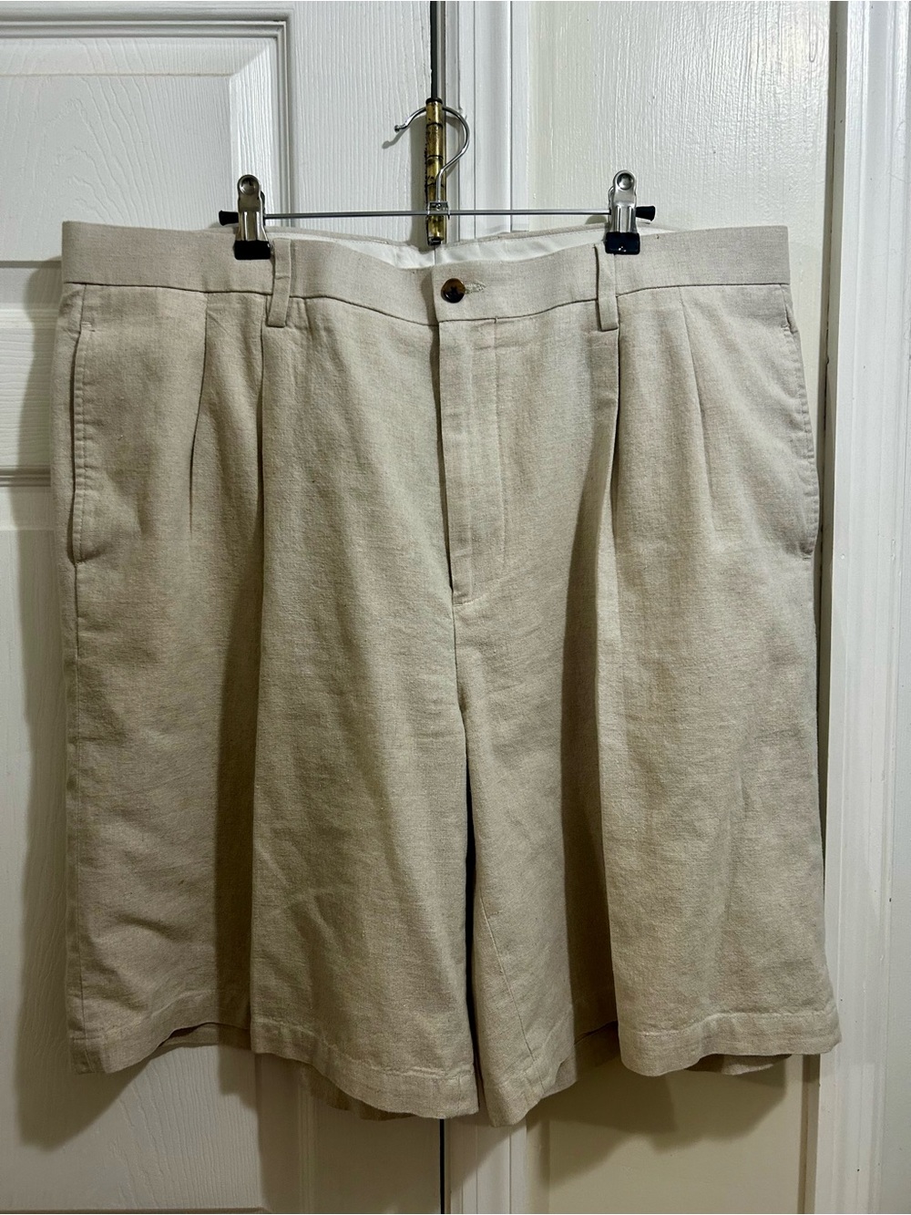 Weatherproof Men’s Linen-Blend Pleated Shorts Size 40 Coastal Wedding Beach